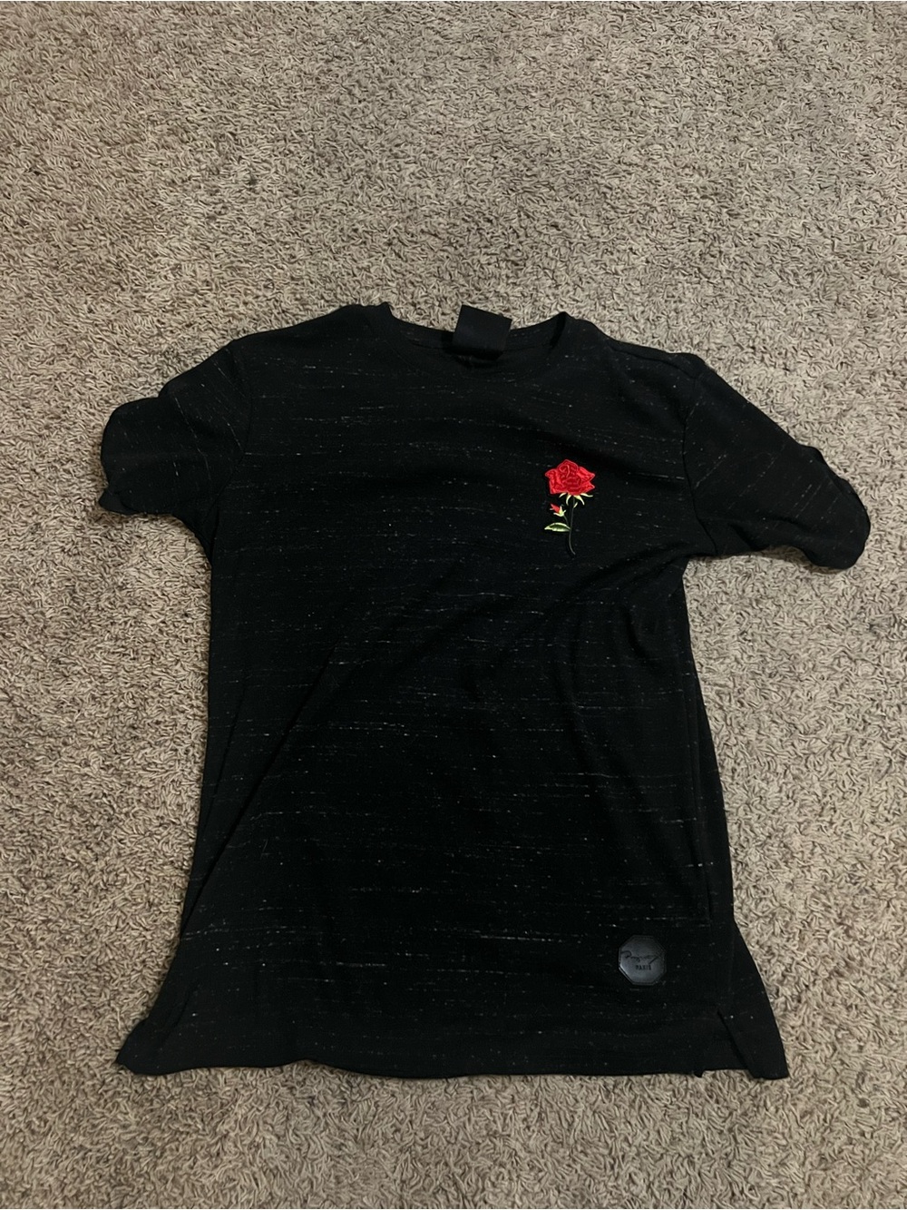 Project X Paris Short Sleeve Tee with Embroidered Red Rose